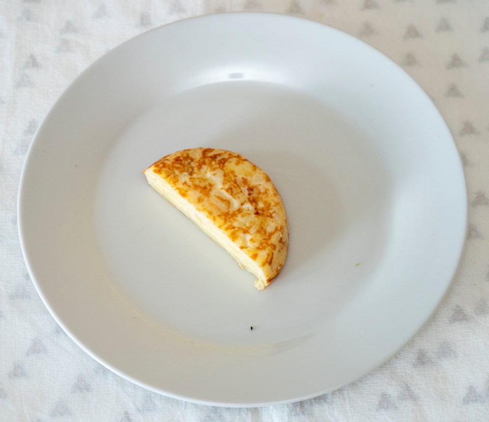 When split in two, this teeny omelette is not very substantial