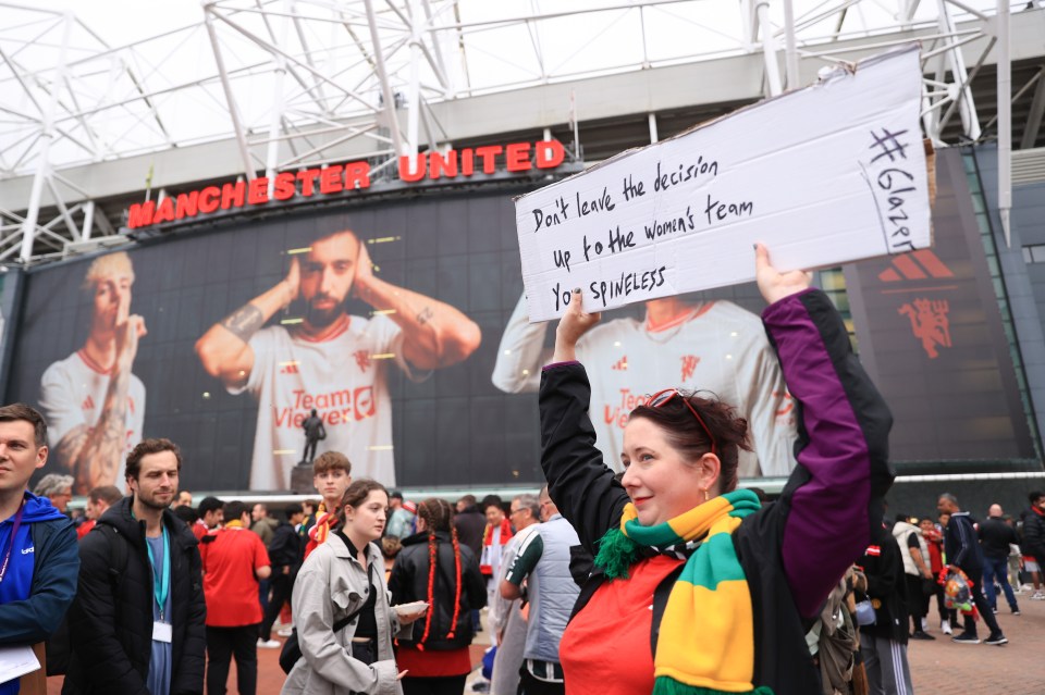 Protests were staged outside the ground on Monday ahead of their first game back