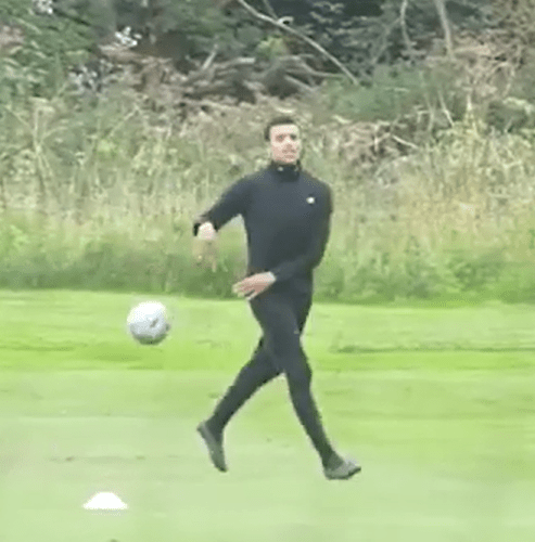 The 21-year-old striker was seen doing ball drills and shooting practice