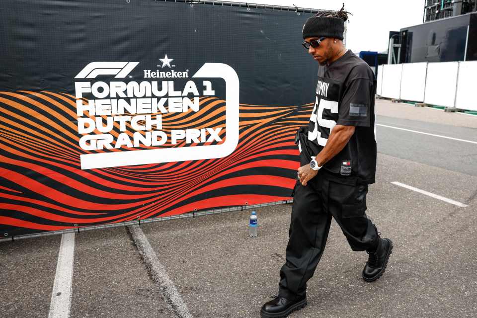 Lewis Hamilton entered the paddock in an eye-catching outfit