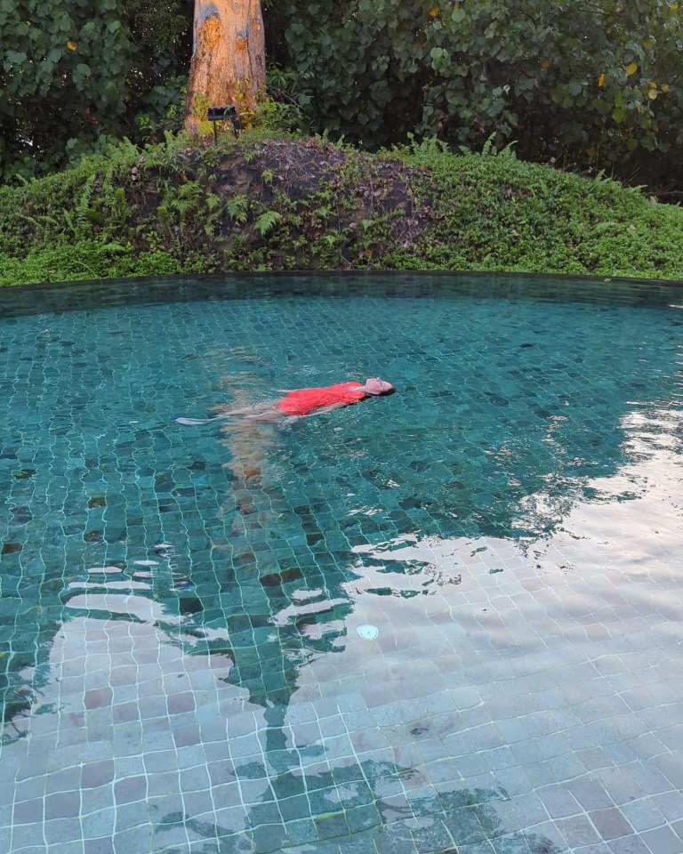 Roxy has an outdoor pool to enjoy at her new pad