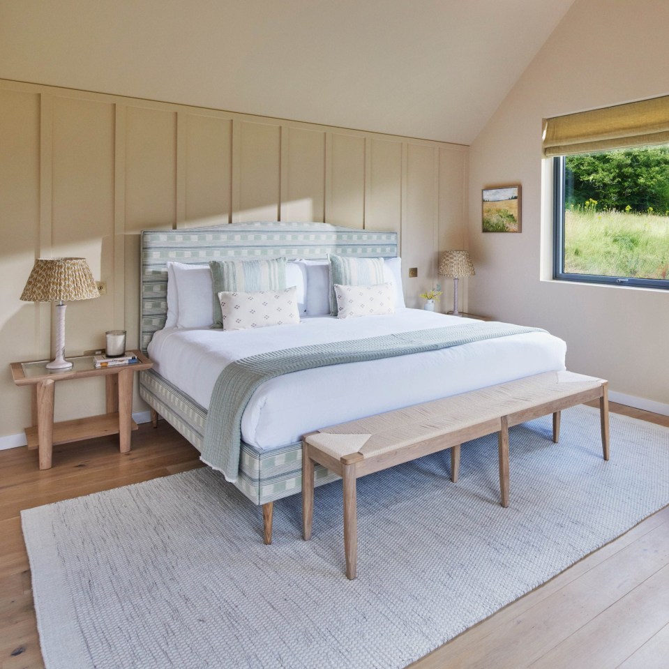 One of the five bedrooms in the stunning home