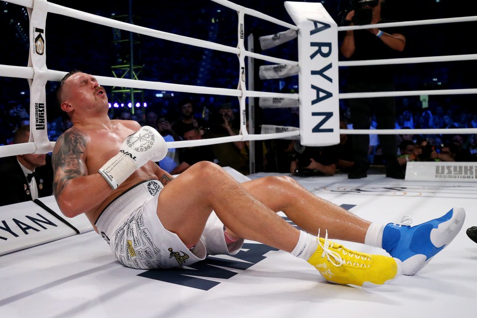 Usyk was doubled over in pain for four minutes but the strike was judged to have been an illegal one