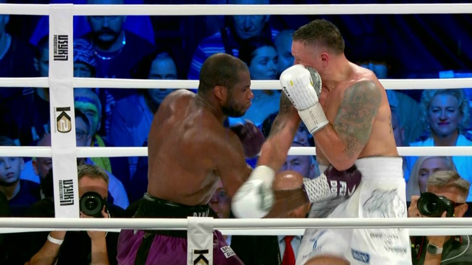 Oleksandr Usyk was hit with a controversial shot by Daniel Dubois