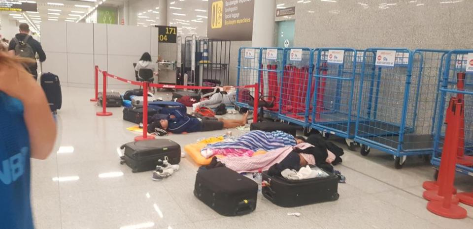 Families nestled down for the night at Palma Airport as travel chaos wrecked holidays