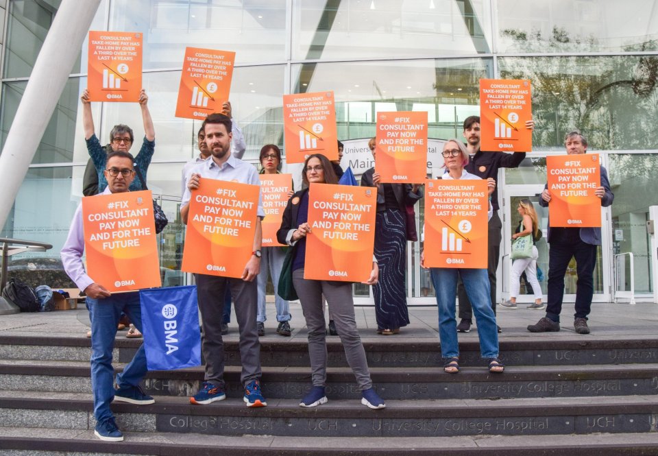 BMA consultants (pictured) will continue their strikes at the same time as junior doctors in September and October