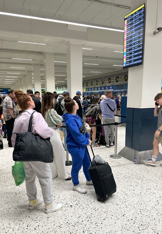 Holidaymakers at Manchester Airport desperately looked at the board for updates