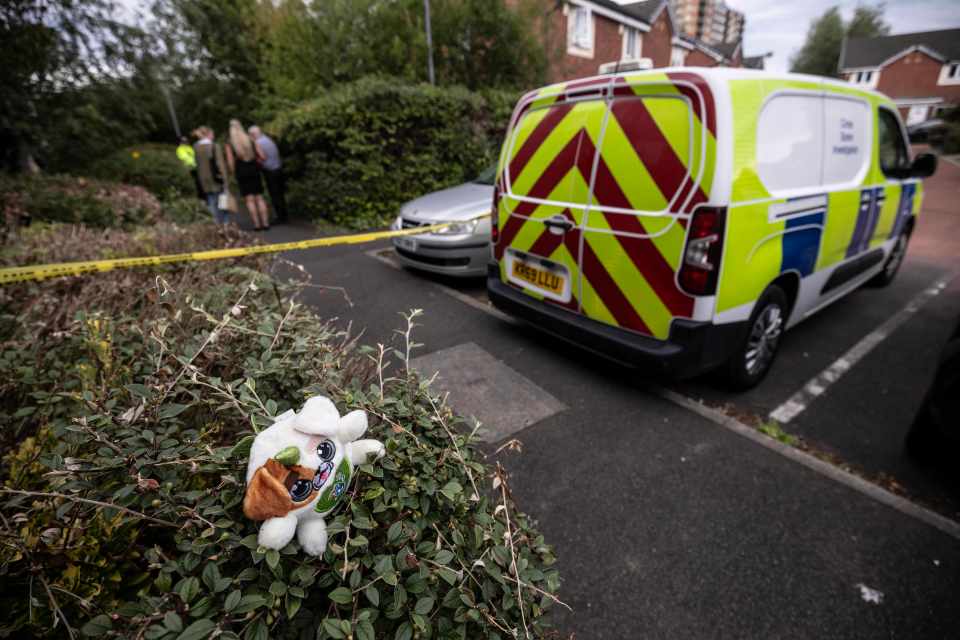 Cops and emergency services rushed to the scene in Salford after the triple stabbing