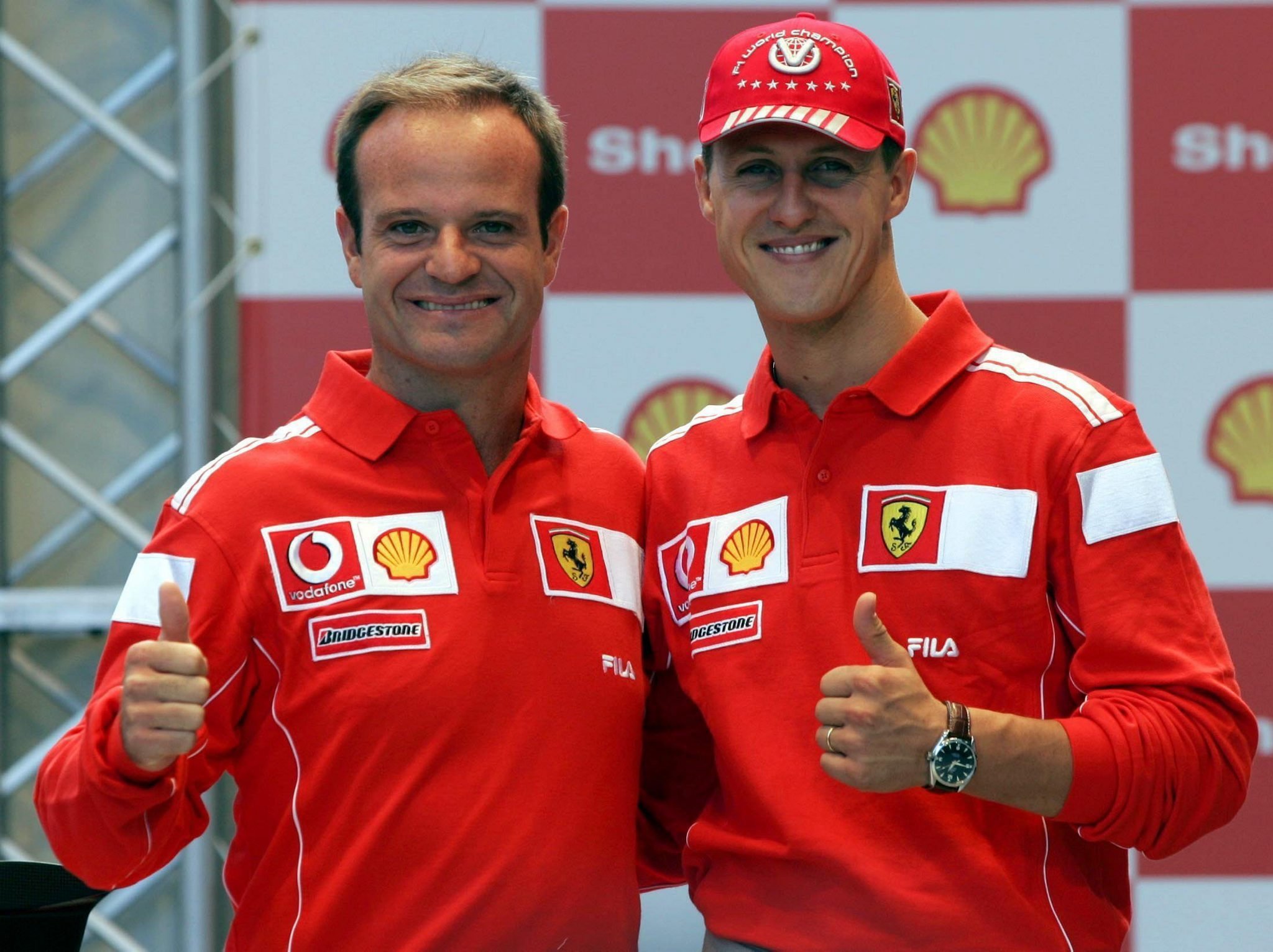 Rubens Barrichello (left) opened up about his relationship with Michael Schumacher and revealed he asked to visit his former teammate but was told no