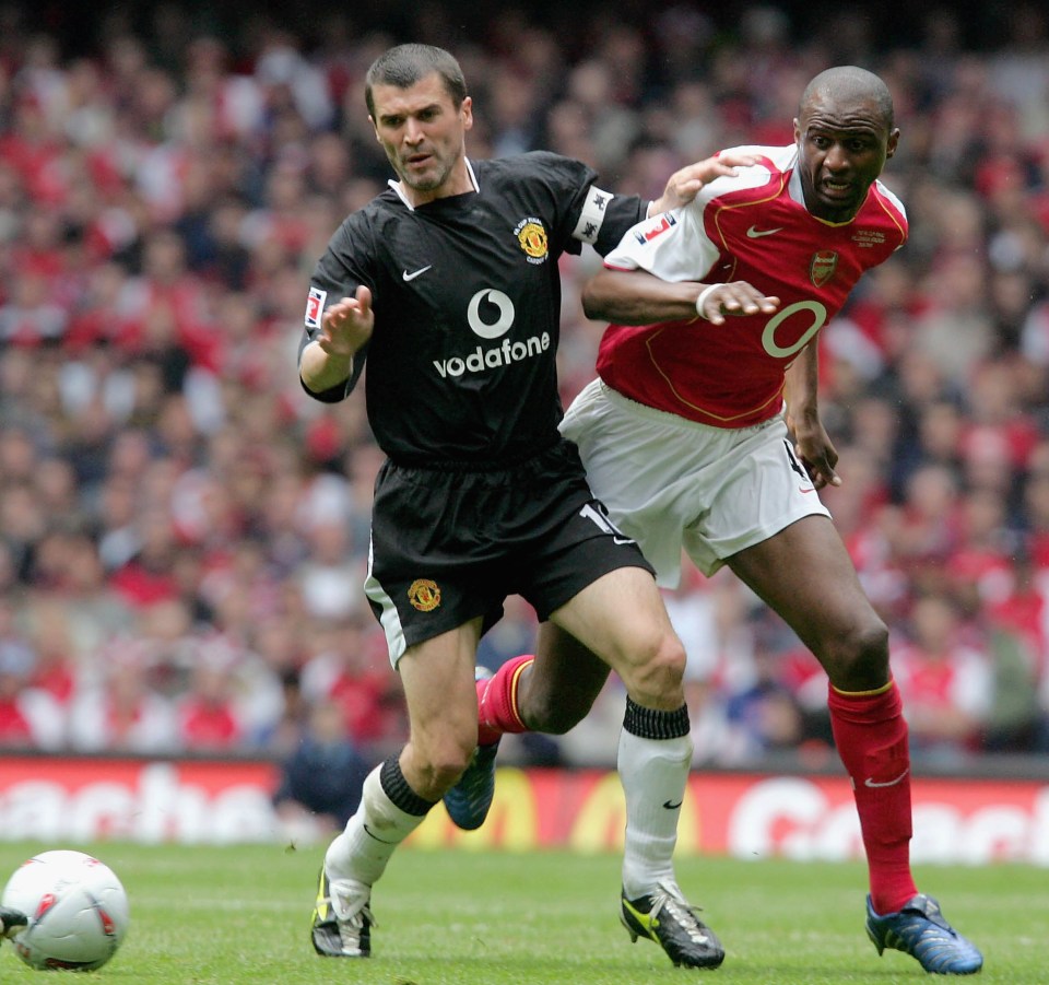 Keane and Patrick Vieira regularly locked horns amid one of the fiercest ever midfield rivalries in England, including here in the 2005 FA Cup final