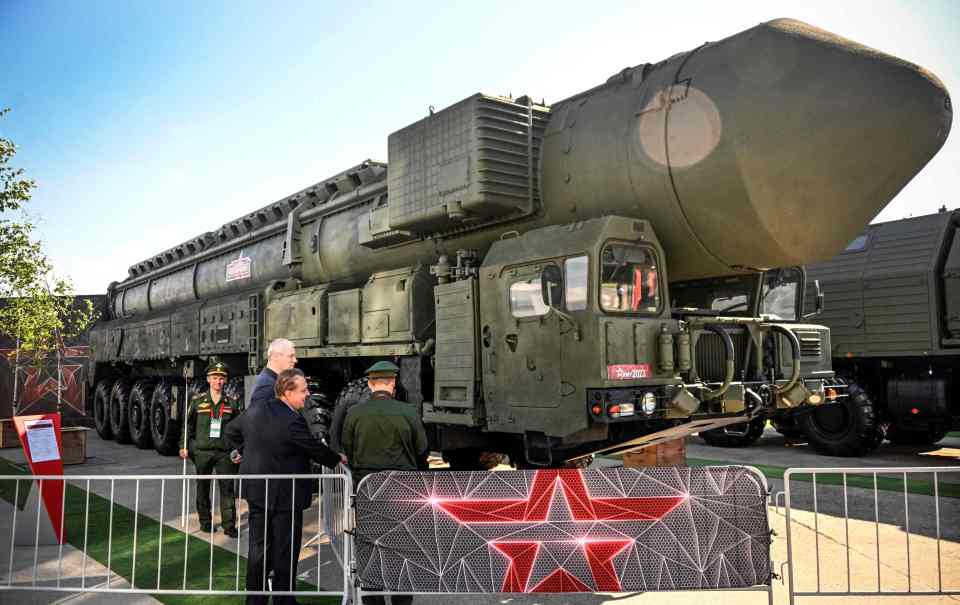 A Russian intercontinental ballistic missile launcher Yars on display