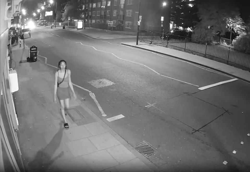 CCTV shows police cars speeding past Shante Daniel-Folkes as she walked home