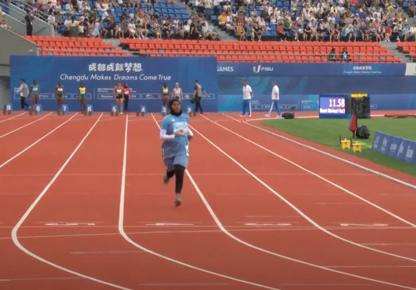 The runner took almost twice as long to complete a 100m sprint as the winner