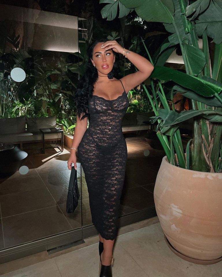 Sophie recently wowed in a see-through black lace dress on holiday with boyfriend Jordan Brook