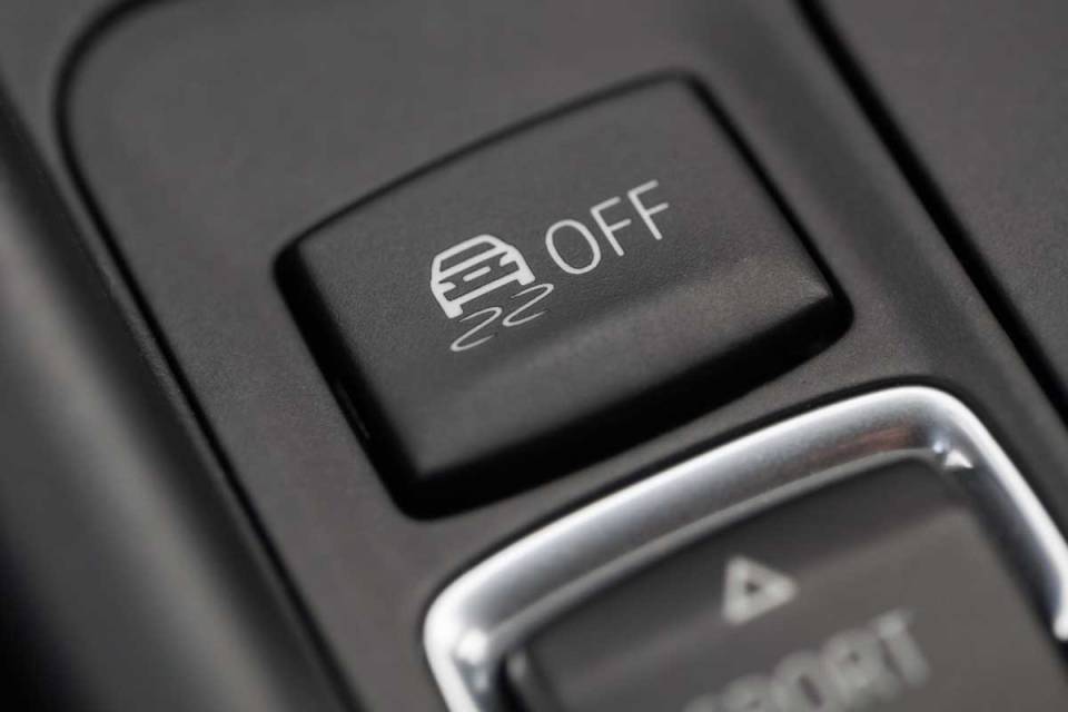 The stability control button helps stop the car from skidding out of control