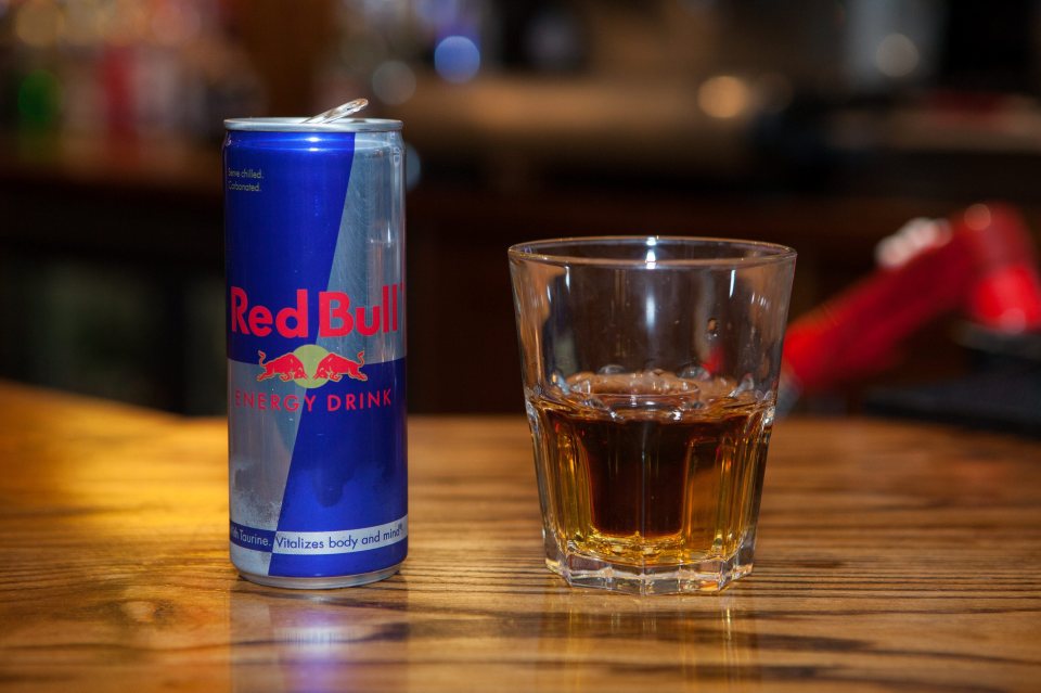 A Jägerbomb – a popular drink made with Red Bull and a shot of Jägermeister