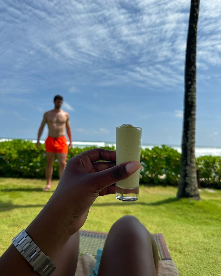 She was relaxing with a drink whilst having some time off