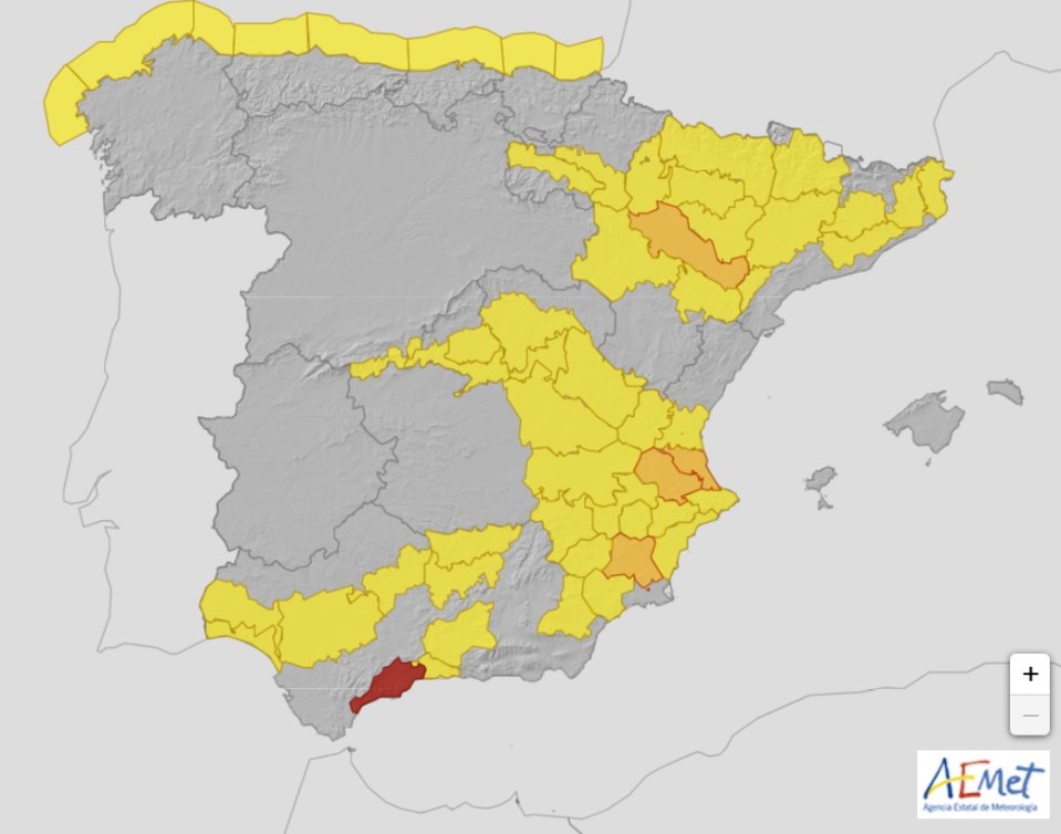 A red alert has been issued for part of the Costa del Sol