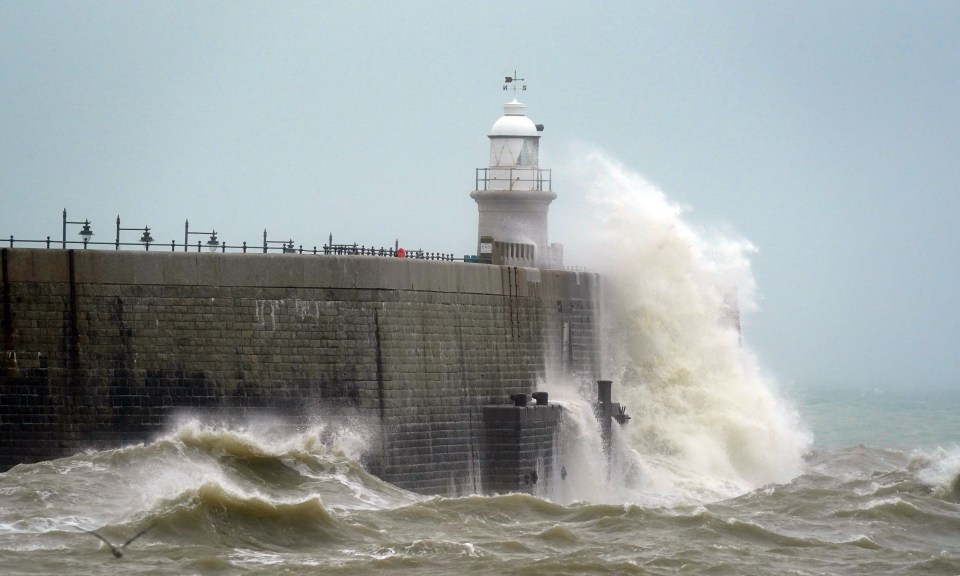 The South Coast will see stormy seas on Wednesday, just like this ferocious storm that gripped Folkestone in Kent on Monday