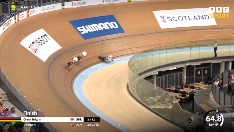 Charlie Tanfield crashed his bike during the men’s team pursuit