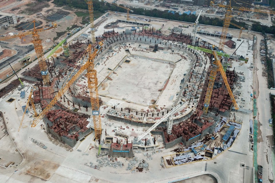 The stadium remains half-finished