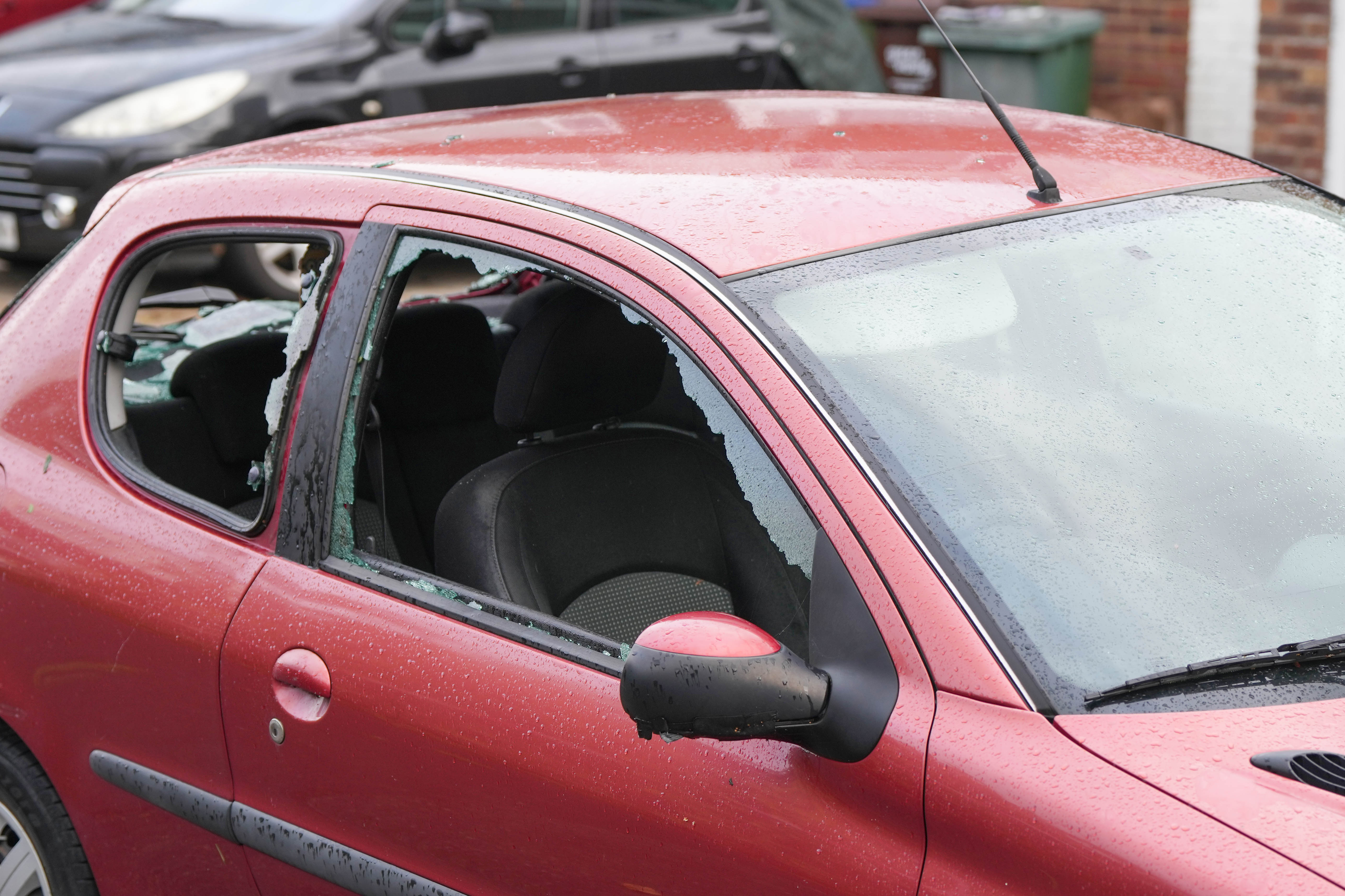 Car windows were shattered by a possible 'mini tornado' in Littlehampton, Sussex overnight, the Met Office said