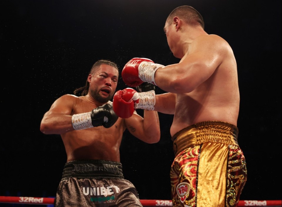 Frank Warren and Queensberrry Promotions Fight Night Copperbox Arena Pic Richard Pelham. 15.04.2023 Joe Joyce v Zhilei Zhang WBO INTERIM WORLD HEAVYWEIGHT TITLE Joe Joyce, Zhilei Zhang