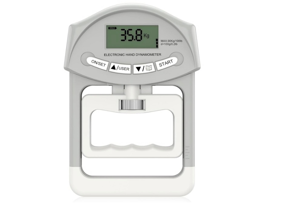 Squeezing a dynamometer (pictured) will measure how strong your grip is