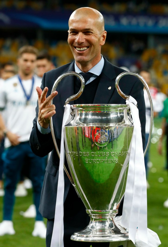 Zidane won three consecutive Champions League trophies as Real Madrid manager