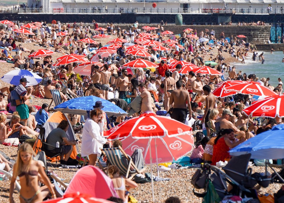 Hundreds took to the beach in Brighton on Monday