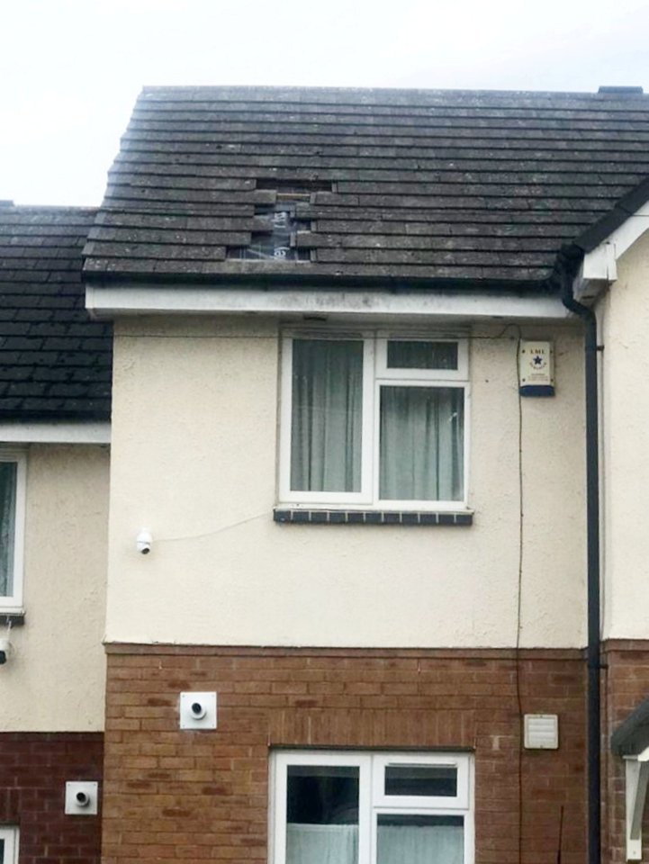 The 'million to one' freak accident left her house with a hole in the roof