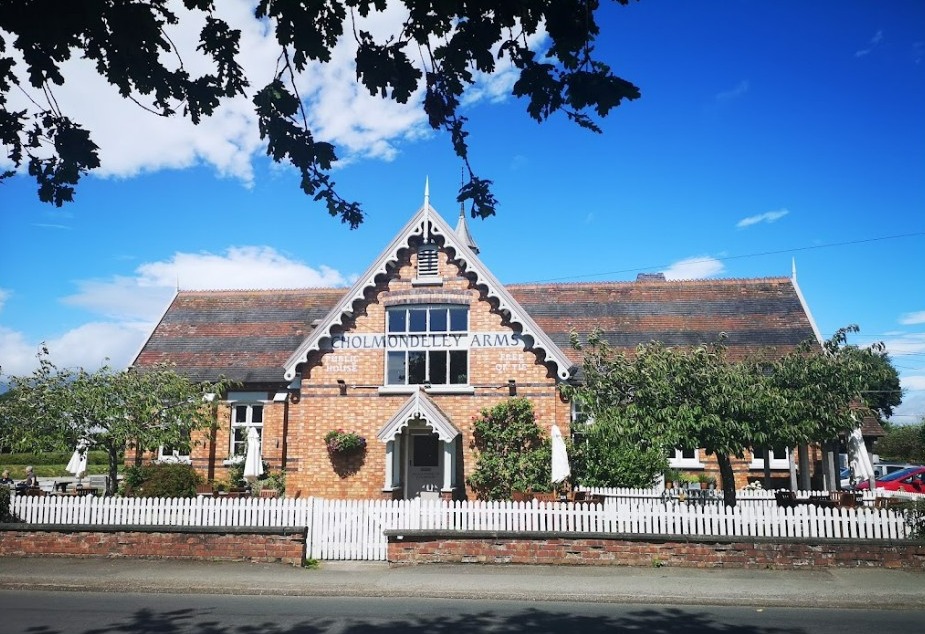 Cholmondeley Arms is a former schoolhouse turned into a pub