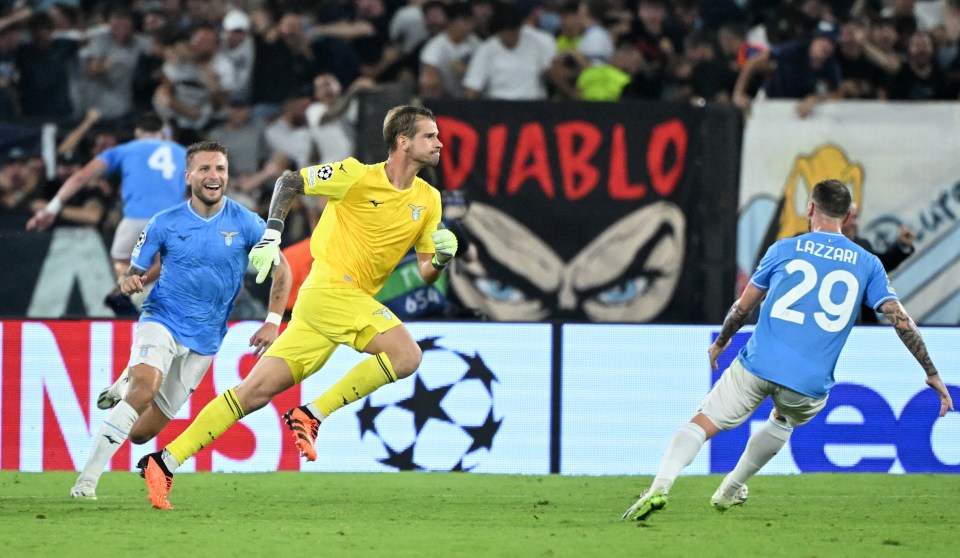 The stopper's stunning header sparked an incredible celebration at Stadio Olimpico