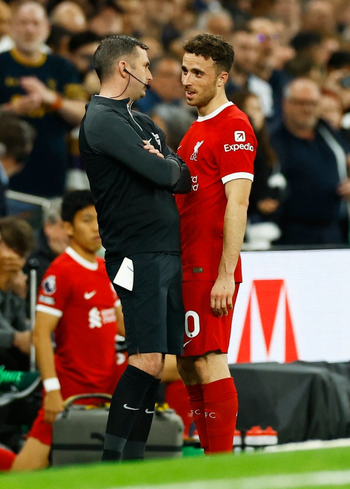 Diogo Jota was sent off after receiving two yellow cards