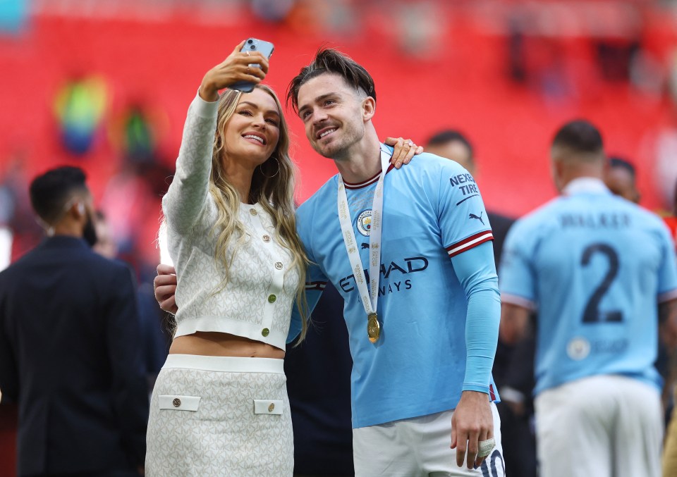 Laura with Jack Grealish after Manchester City won the FA Cup