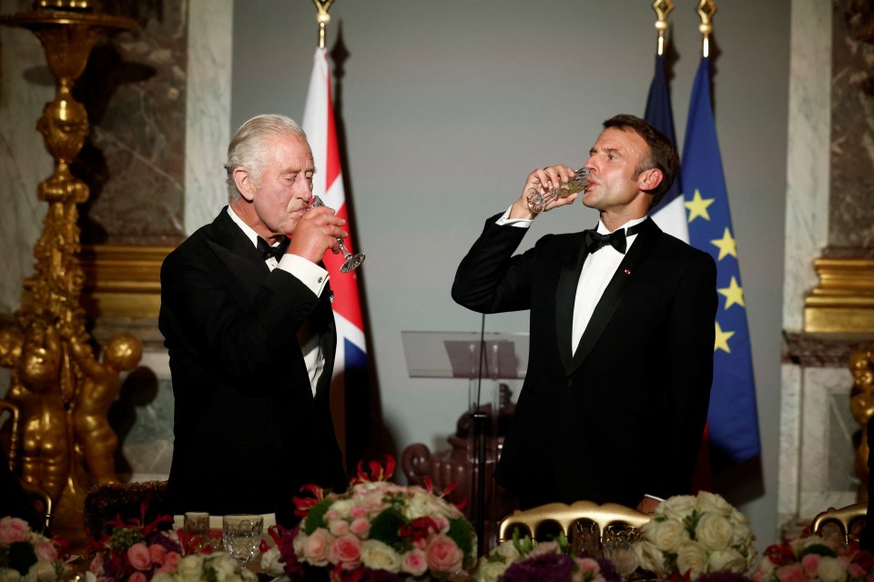 The pair dined at the Palace of Versailles with French President Emmanuel Macron