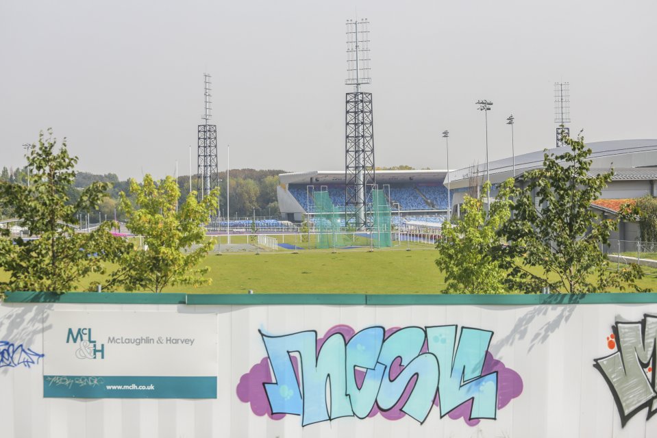 The stadium has been daubed with graffiti