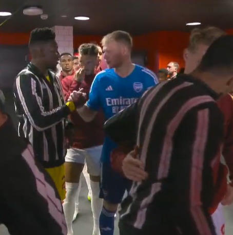 Reguilon and Andre Onana shook hands with Martin Odegaard and Aaron Ramsdale