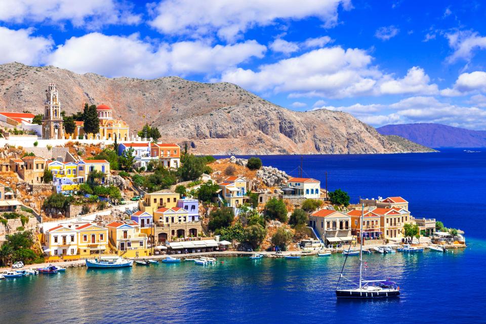 The Welsh town has been compared to the Greek Island of Symi (pictured)