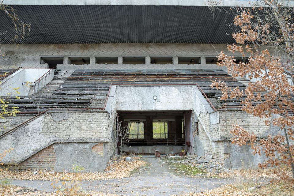 Parts of the stand remain in reasonable condition