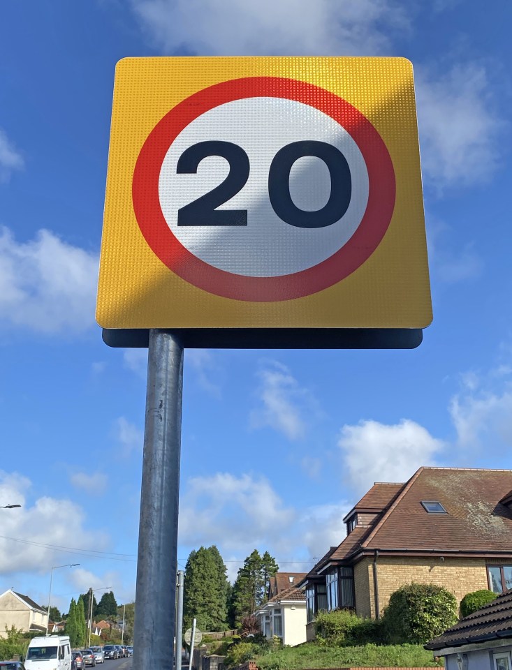 New 20mph speed limit road sign in Swansea, South Wales