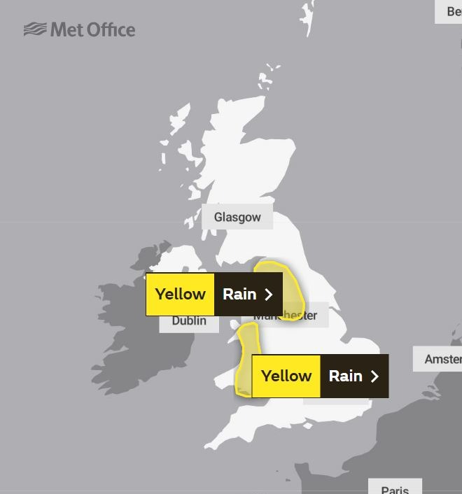 Brits have been issued yellow weather warnings for two days in a row