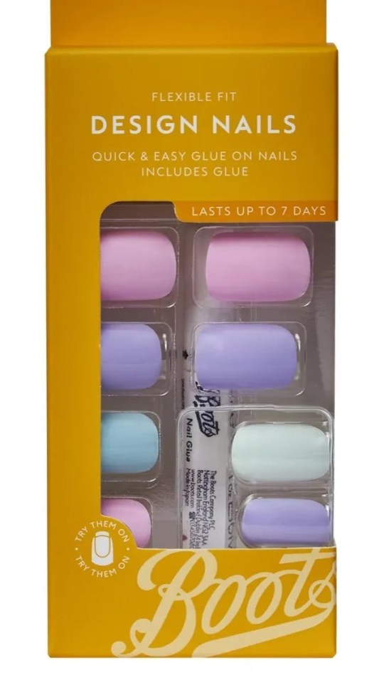 Give yourself an instant manicure with these pastel glue-on nails