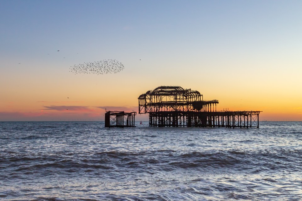 Sunset at the Old West Pier at Brighton Beach