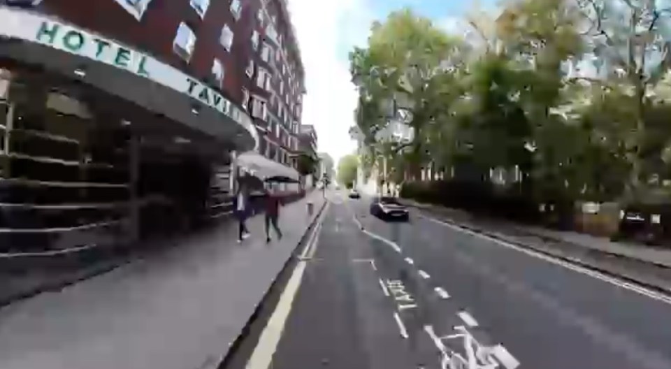 The TV presenter was cycling past the Tavistock Hotel in central London when the incident occurred