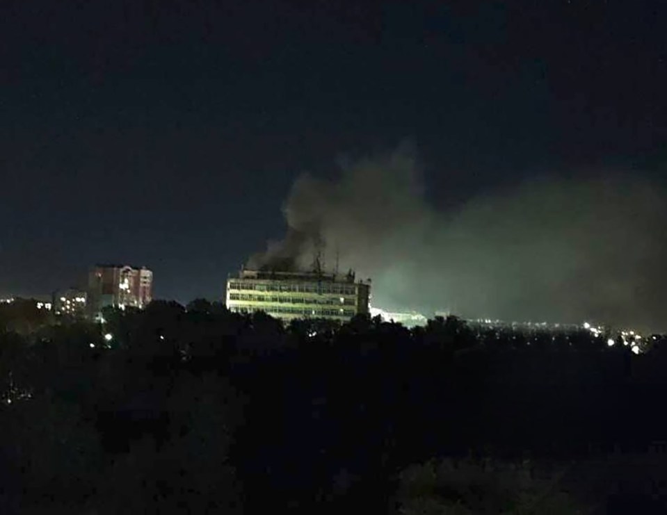 Smoke could be seen pouring from the site in Bryansk, Russia