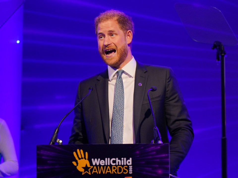 The Duke of Sussex gave a poignant speech during the annual WellChild Awards 2023 in London tonight