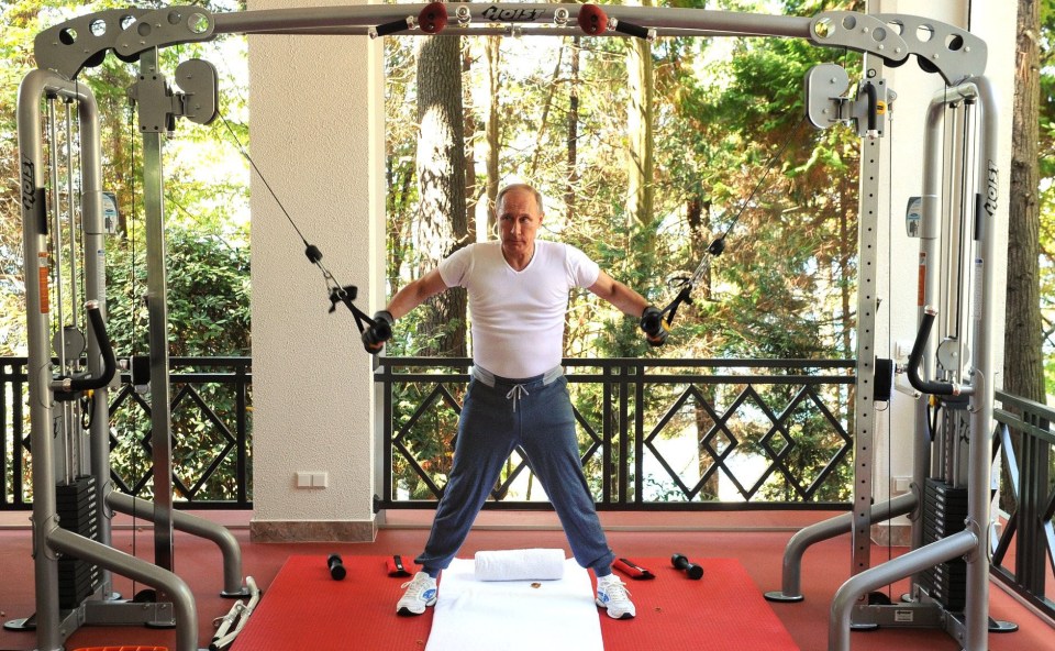 Putin working out in his Bocharov Ruchei residence in Sochi