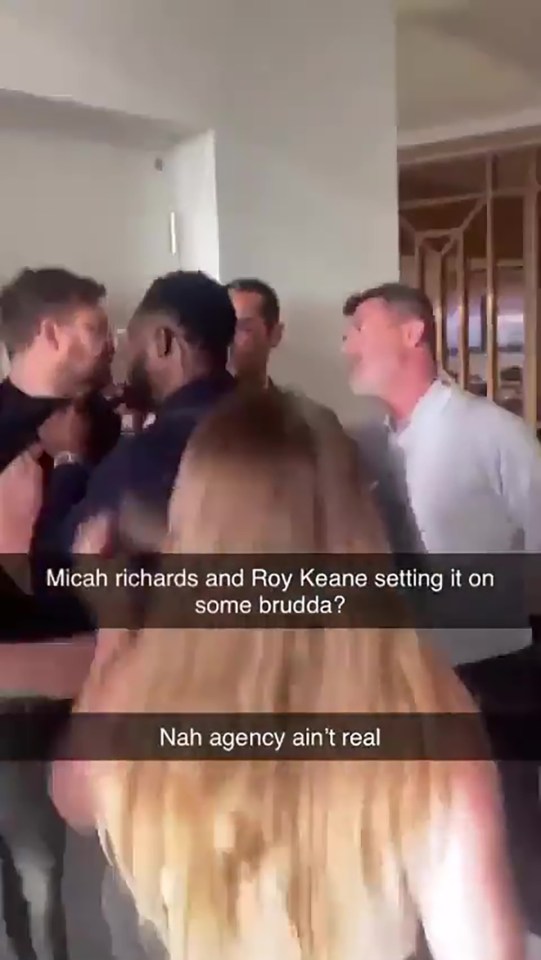 Micah Richards was seen pinning a man against a wall with Keane nearby