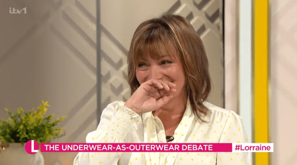 Lorraine Kelly let out a stunned giggle as a reporter flashed their knickers live on Lorraine